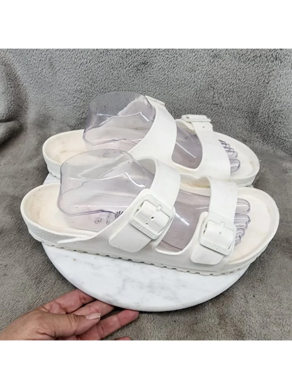 Birkenstock Shoes Mens EU 44 US 11-11.5 Arizona Essential White Sandals *Read*